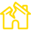 Icoon beschadigd huis (geel)